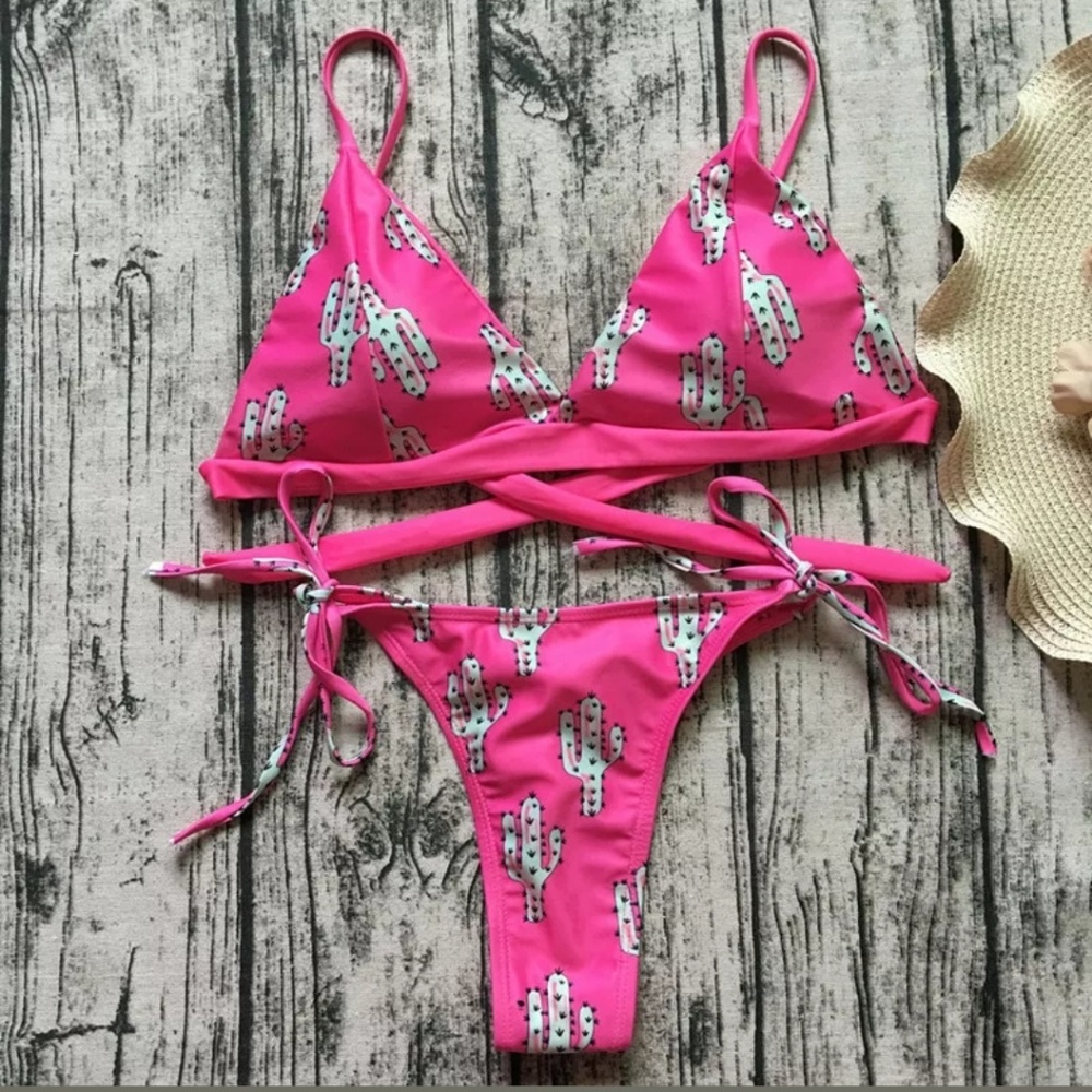Pink Cactus Thong Bikini 🌵 👙